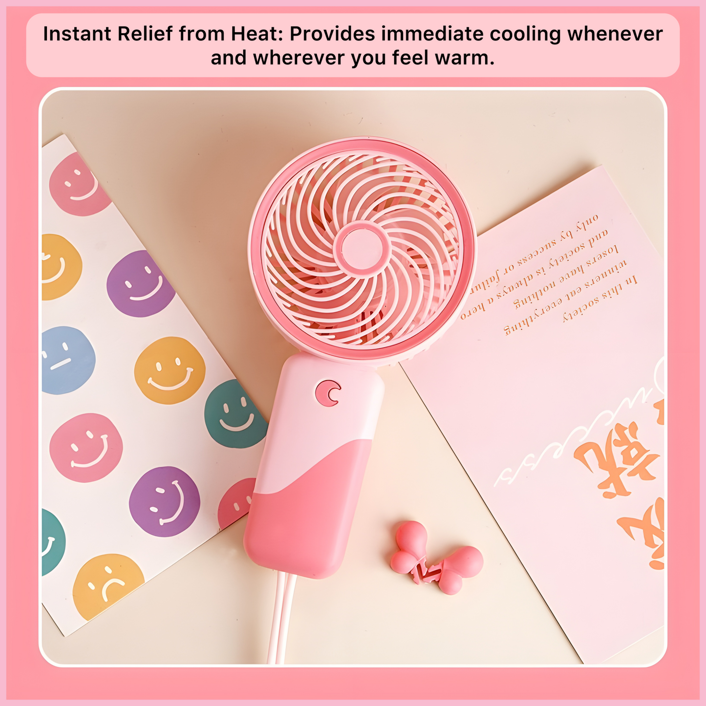 Cute, Colorful & Convenient Cooling, A Mini USB Fan Women, Kids & Students Will Love This Portable Fan