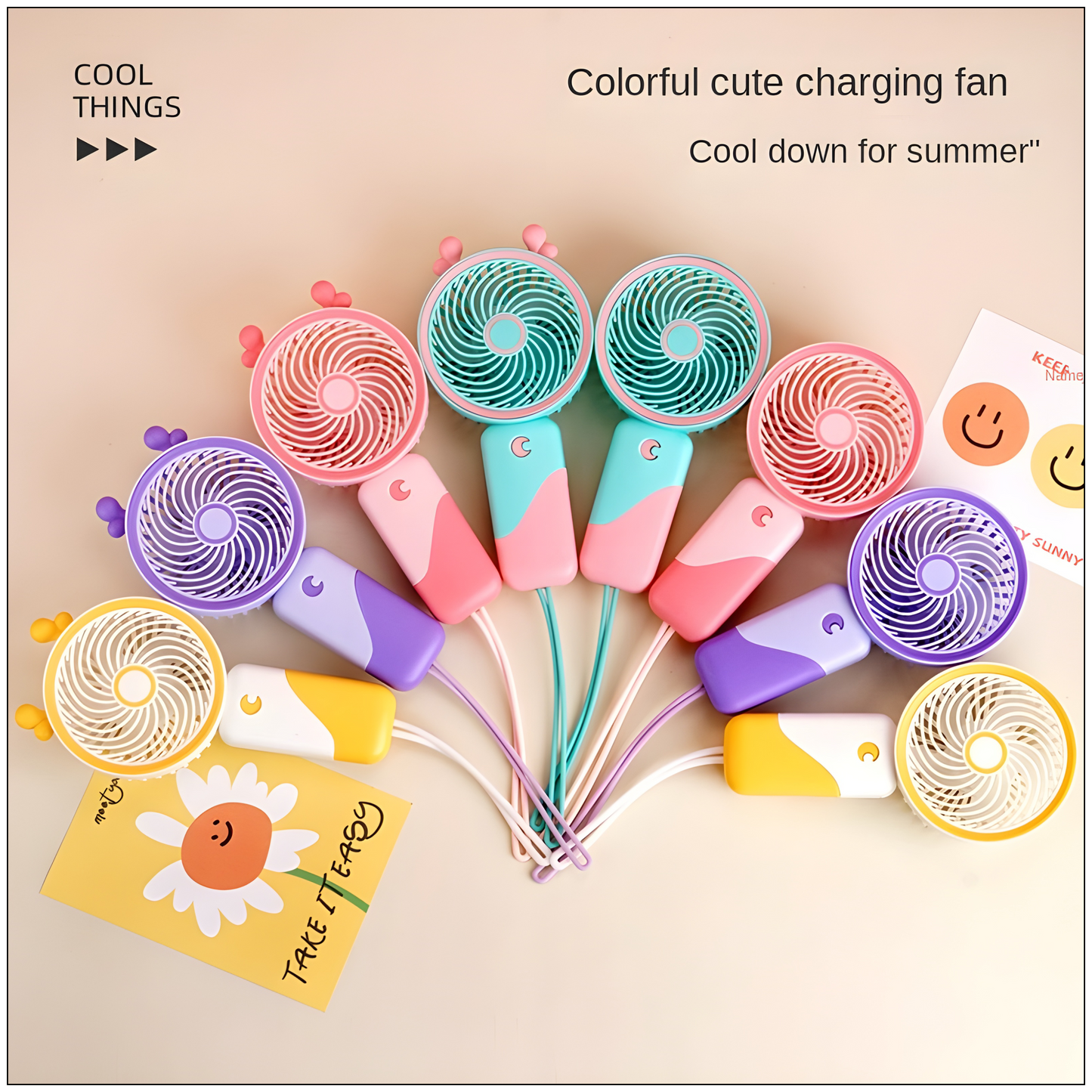 Cute, Colorful & Convenient Cooling, A Mini USB Fan Women, Kids & Students Will Love This Portable Fan