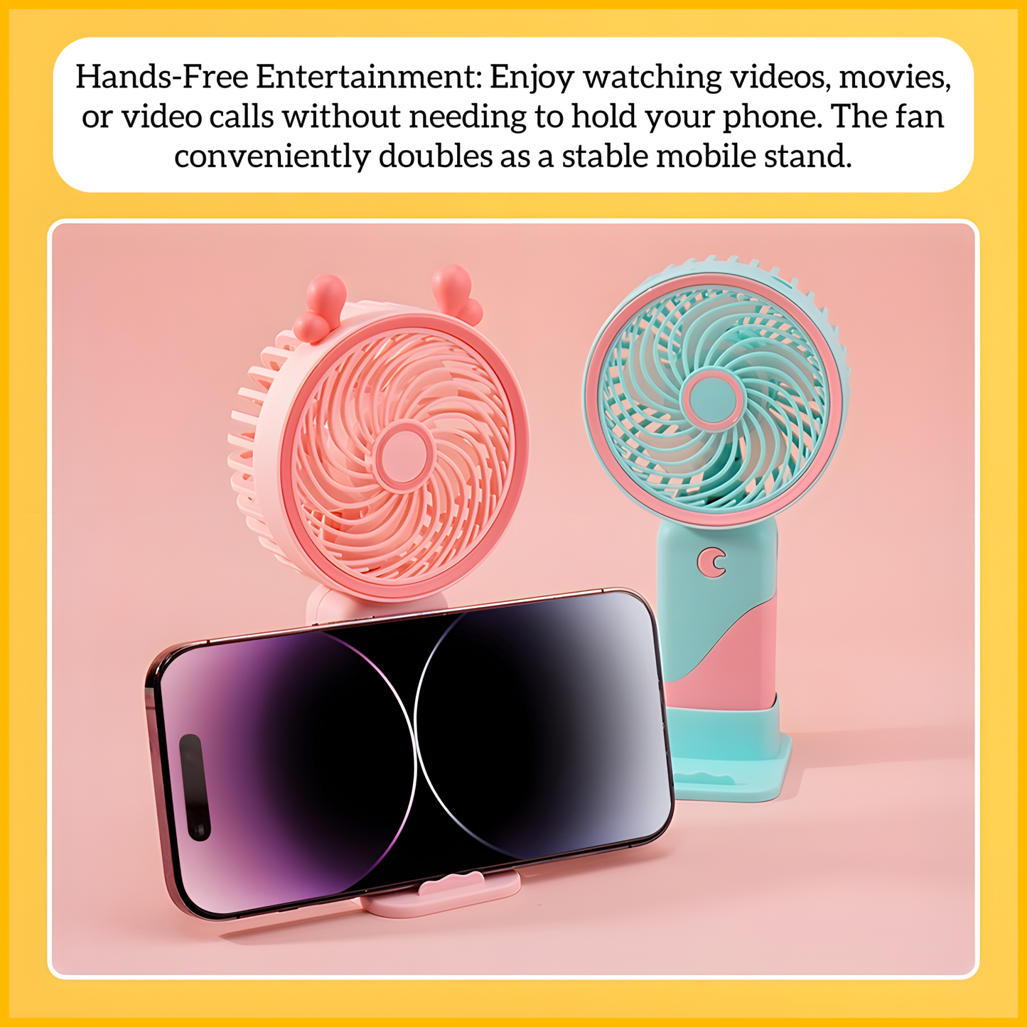 Cute, Colorful & Convenient Cooling, A Mini USB Fan Women, Kids & Students Will Love This Portable Fan